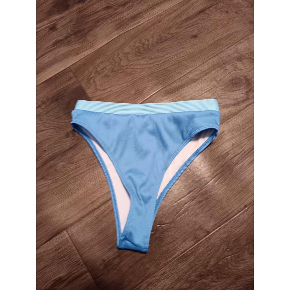 Bikini Bottoms Two Toned Blue Ribbed Women's Sz M
